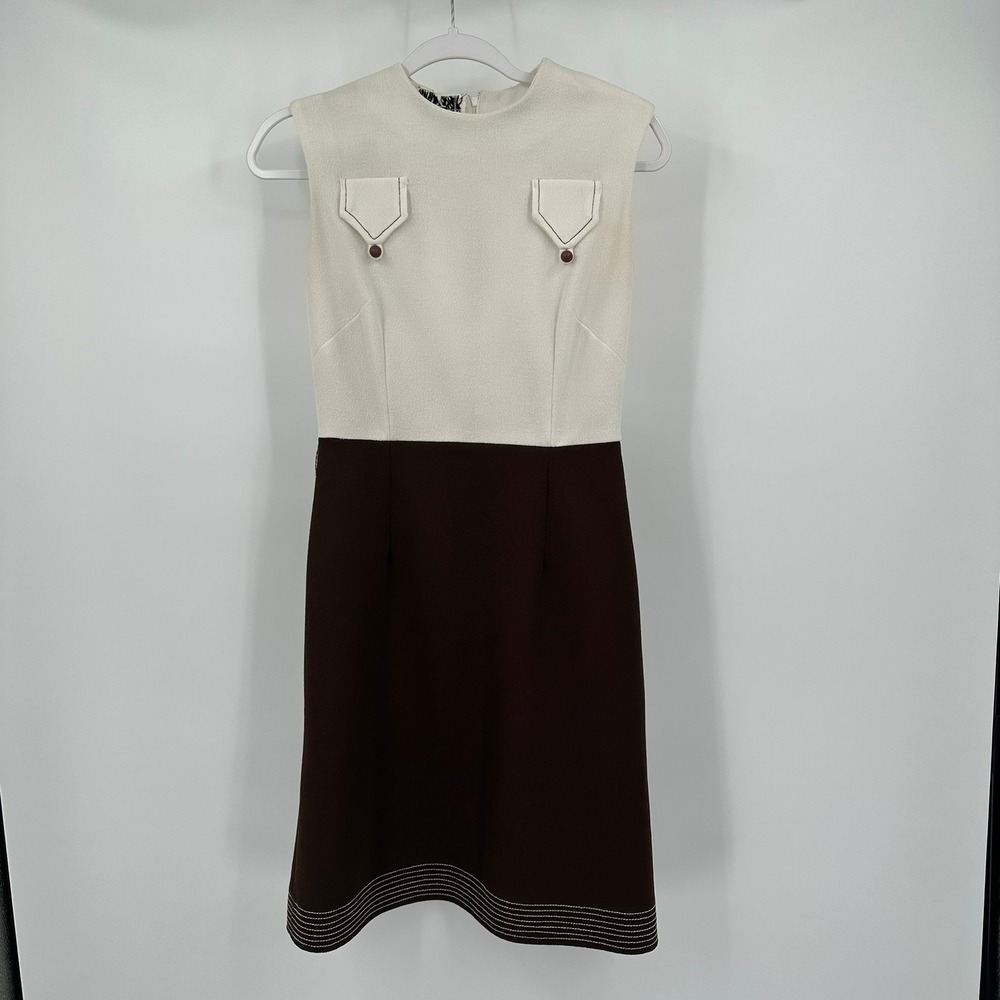 Womens Vintage Colorblock Mod Dress Size‎ S 60s Retro Shift Mid Century Gamine